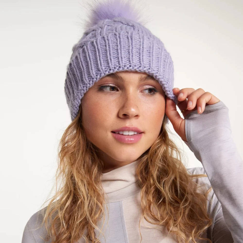 CALIA Lily Cable Knit Pom Beanie